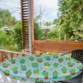 thumbnail image 2 of Ambesonne Tropical Emoji Fitted Round Tablecloth, Cactus Hearts Flower, 36"- 40" Diameter, Fern Green Mustard, 2 of 5