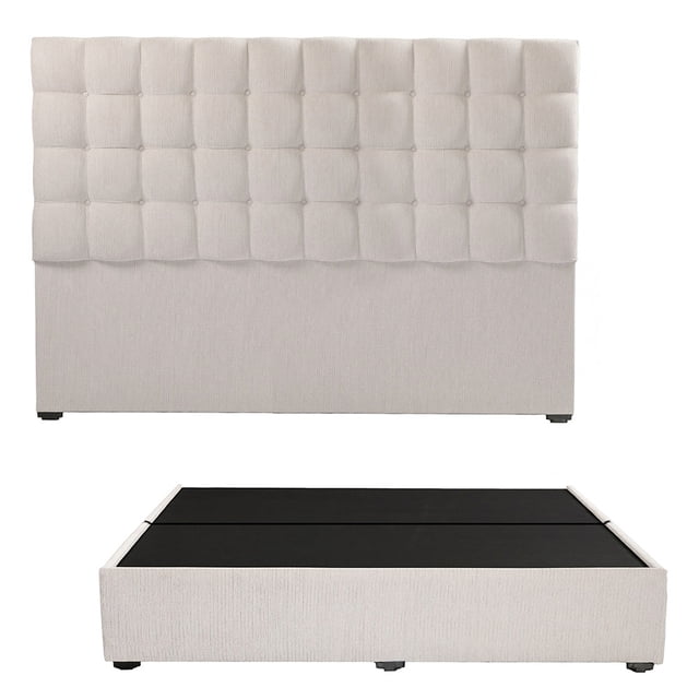 Box Base Cama King Size + Cabecera Slip Trinity Crema