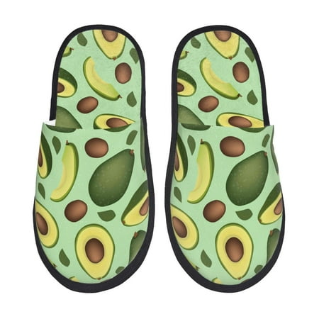 Balery Avocado With Seeds Slient Indoor Furry Fleece Comfort House Shoes Soft Non-Slip Home Shoes Cotton slippers House Slippers-- Medium