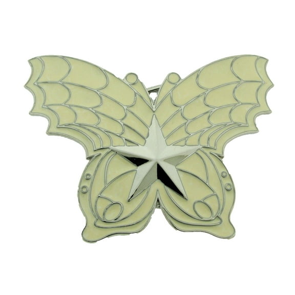Butterfly Belt Buckle White Metal Finished Rock Rebel Girly Costume New