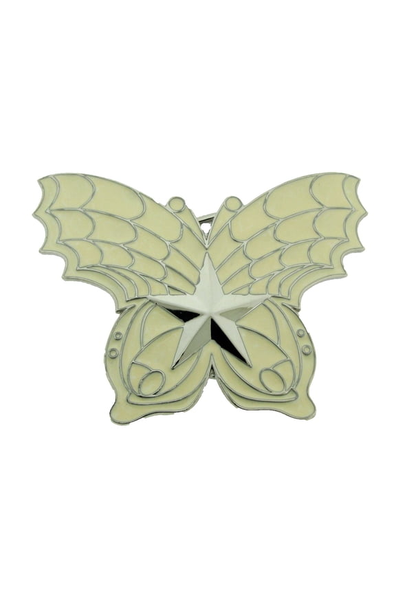 Butterfly Belt Buckle White Metal Finished Rock Rebel Girly Costume New