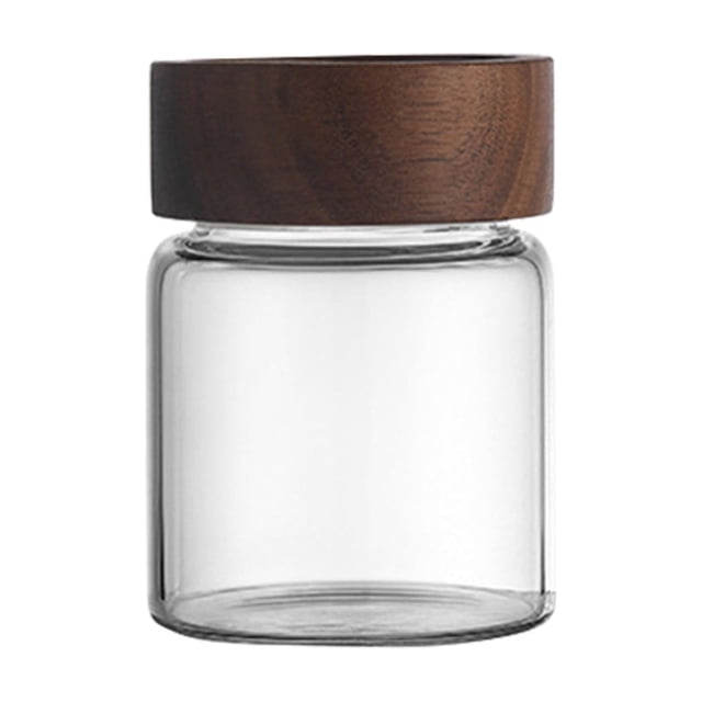 Tauxra Borosilicate Glass Food Storage Jars With Maple Wood Lids For Kitchen Coffee Tea Dry Goods Storage
