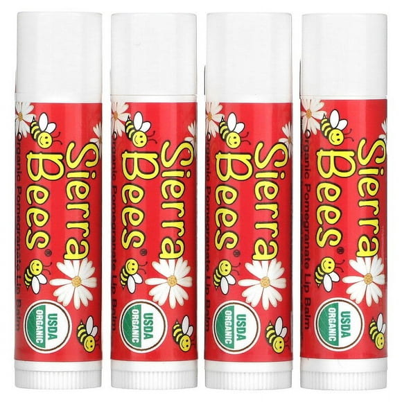 Sierra Bees Organic Lip Balms Pomegranate 4 Pack 0.15 oz (4.25 g) Each Pack of 4