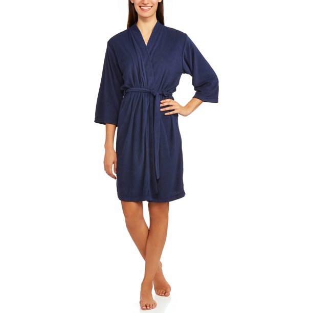 ONLINE Women's 3/4 sleeve terry wrap robe