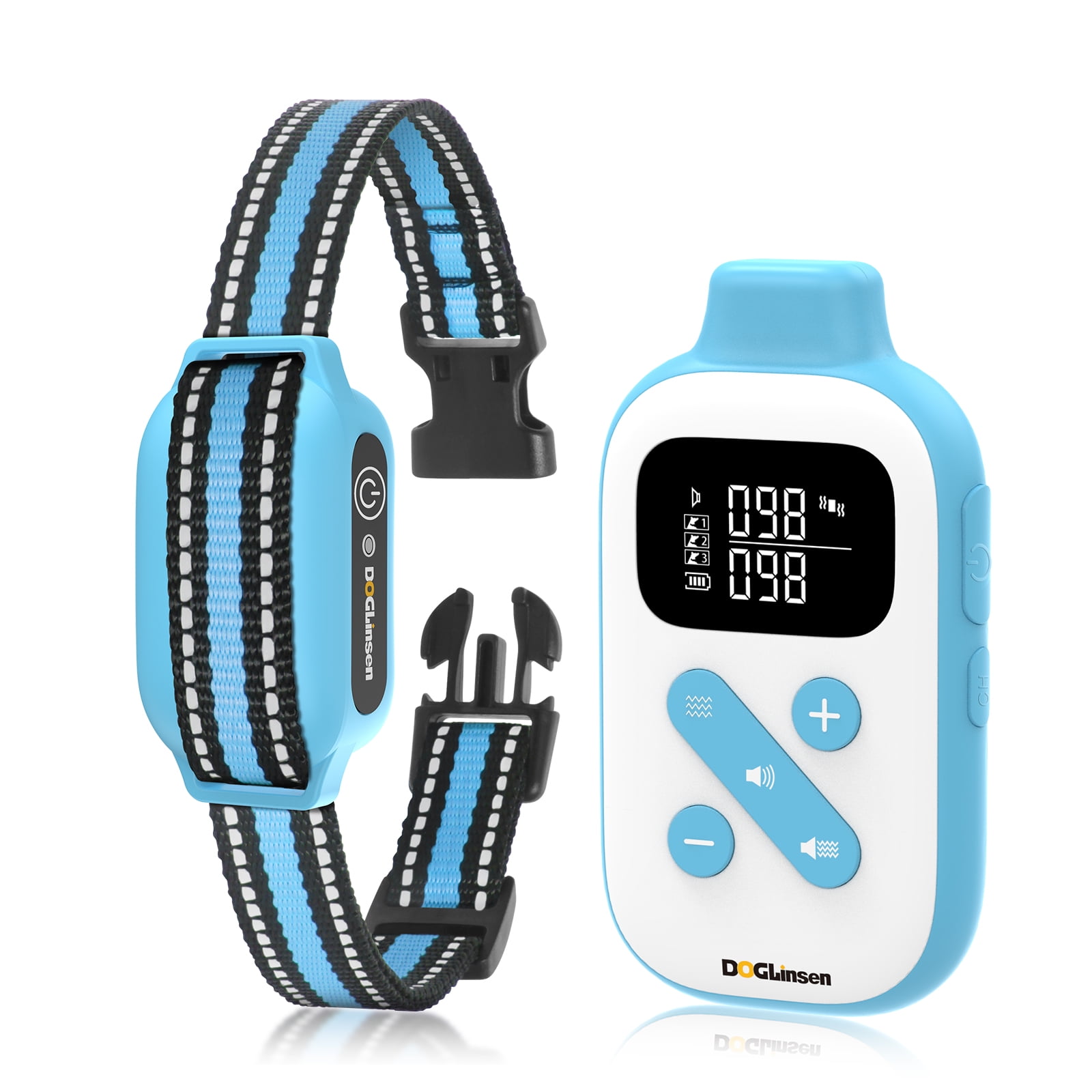 PetJoy No Shock Dog Training Collar, Beep and Vibrating Dog Collar with Remote 2800Ft, Dog Bark Collar No Shock-Vibration Collar for Small Medium Large Dogs - No Prongs Blue