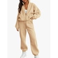 thumbnail image 3 of Women'S 2 Piece Outfits Casual Lapel Zip Sweatshirts and Wide Leg Pants Tracksuit Sets Color XL, 3 of 8