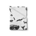 thumbnail image 2 of Whale Soft Flannel Fleece Throw Blanket, Hand Drawn Striped Blur Swimming Schoal of Huge Whales Work of Art, Cozy Plush for Indoor and Outdoor Use, 50" x 60", Black and White, by Ambesonne, 2 of 5
