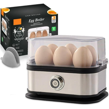 Smart Egg Cooker with Auto Shut, Effortless Egg Cooking with the Ultimate Stainless Steel Egg Cooker, Rapid Egg Cooker 6 Egg Capacity, One-Touch Operation, 3 Modes for Soft, Medium, Hard Boiled
