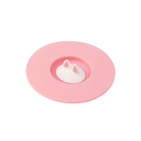 

Thinsont Cup Lids with Spoon Holder Leak-proof Tea Coffee Mug Cover 220℃ Resistant Detachable Drinking Seal Cap Accessory Kitchen Pink