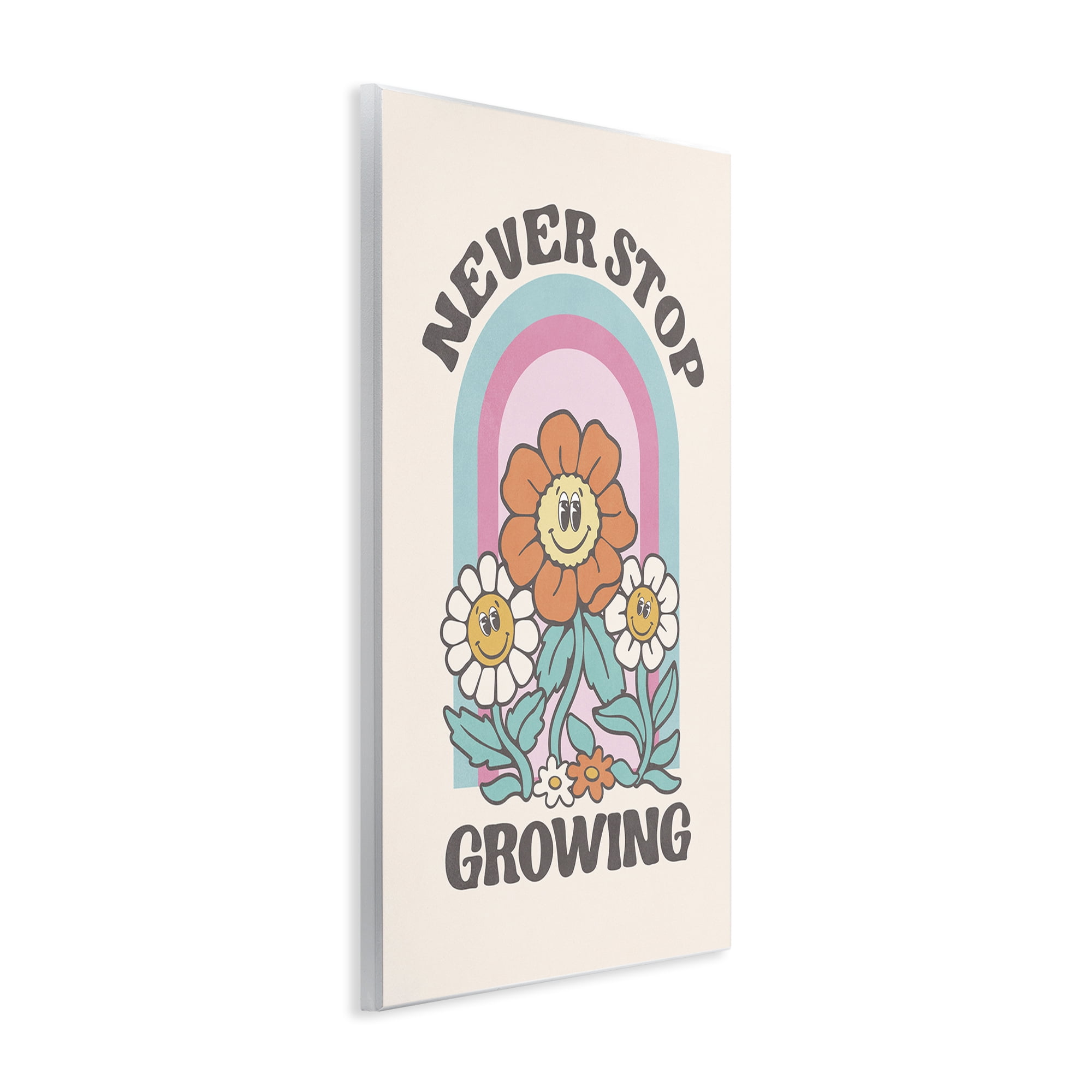 Stupell Industries Retro Never Stop Growing Plants & Flowers Painting Unframed Art Print Wall Art, 10 x 15