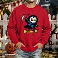 thumbnail image 2 of Men's Halloween Themed Sweatshirt Funny Pumpkin Ghost Print Casual Long Sleeve Spooky Pullover Sweatshirt New Trendy Comfort Shirts Red XXL, 2 of 5