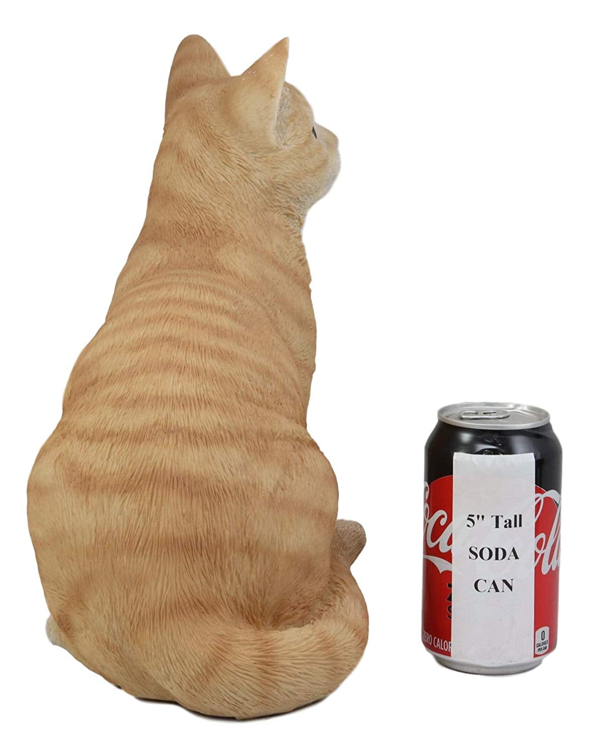 Ebros Lifelike Sitting Orange Tabby Cat w//Glass Eyes Resin Statue 7.5/"H