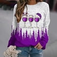thumbnail image 2 of Rbaofujie Chandails à Capuchon pour Filles Femmes Mode Décontractée Imprimé Col Rond Ample Manches Longues T-shirt Chandails Blouse Violet Mignons Chandails, 2 of 4