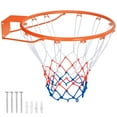 thumbnail image 1 of Gymax 15'' Basketball Rim Wall Door Mounted Basketball Hoop w/ All Weather Net Orange, 1 of 9