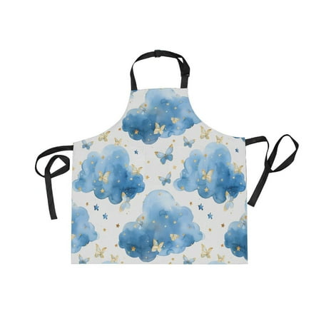 

JSTEL Butterfly Stars Watercolor Apron with 2 Pockets for Women Men Adjustable Garden Bib