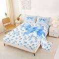 thumbnail image 2 of Erosebridal Blue Bow Rose Bed Sheets for Boys Girls, Watercolor Ribbon King Sheets, 4 Pieces, 2 of 6