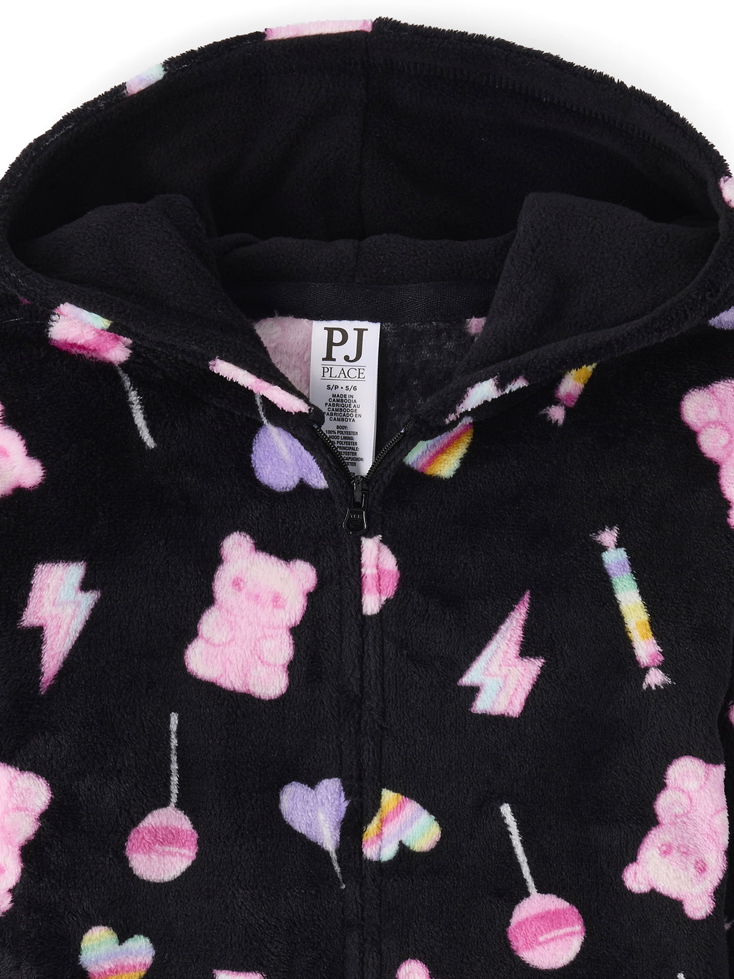 The Children's Place Girls One Piece Cozy Fleece Candy Print PJs, Sizes XS-XXL