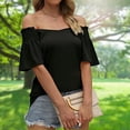 thumbnail image 3 of Camisa De Viaje Camisa de viaje para mujer, camiseta informal con cuello en V a la moda para ir de compras (negro L) Cgtredaw para Mujer Negro T XL, 3 of 6