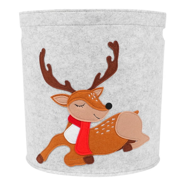 KAKOWELY 1 cesta de almacenamiento navideña con dibujos animados, de fieltro, para juguetes de niños.