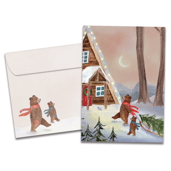 Tree-Free Greetings Christmas Greeting Card 12 Pack, 5 x 7, Unforgettable Bears (HP69339)
