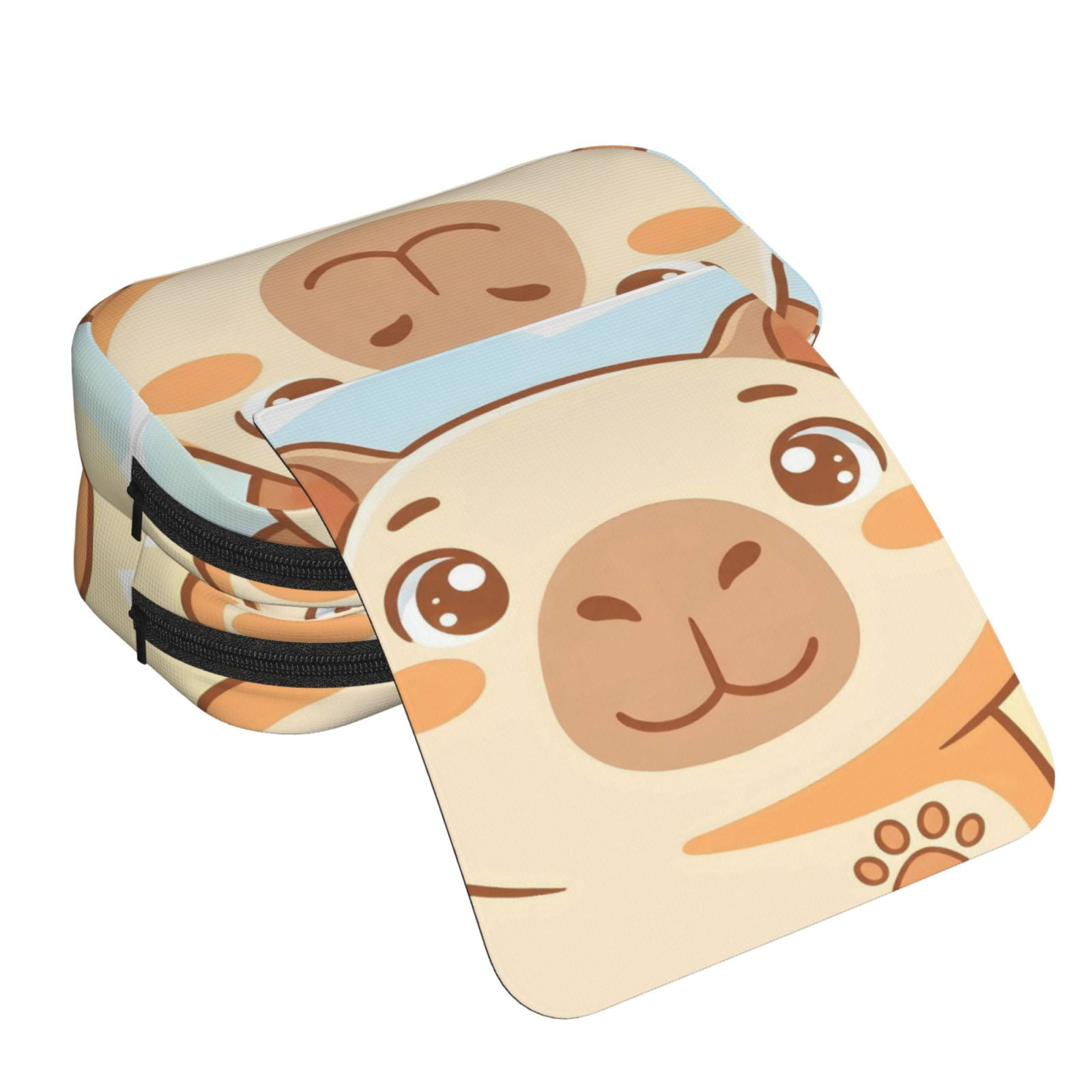 Large-Capacity Flip-Top Double-Layer Pencil Case, Multi-Functional Pocket Pen Case, Durable Stationery Organizer Cute Capybara Design 5