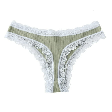 

Bikini Underwear for Women Back Thong Lace Sports Fitness Ultra Thin Cotton Crotch Lingerie Green L