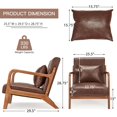 thumbnail image 3 of YODOLLA Faux Leather Modern Accent Chairs for Living Room, Mid Century Modern Living Room Bedroom Reading Comfy Lounge Chairs, Small Side Armchair for Bedrooms in Brown, 3 of 6