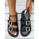 thumbnail image 4 of Platform Soft Bottom Button Decoration Open Toe Platform Sandals, Women's Grey Wedge Chunky Heel Sandals, 4 of 4