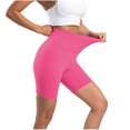 thumbnail image 3 of CheerKidz Yoga Biker Workout Shorts for Women's Summer Solid Color Elastic High Waist Lift The Hip Yoga Shorts Stretch Short Pants(Hot Pink,L), 3 of 3