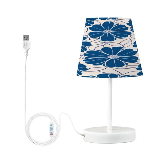 Blue Flowers with Petals Desk Lamp LED Table Nightstand Lamps with 3 Color Temperatures for Home Bedroom Living Room Decor 6x11