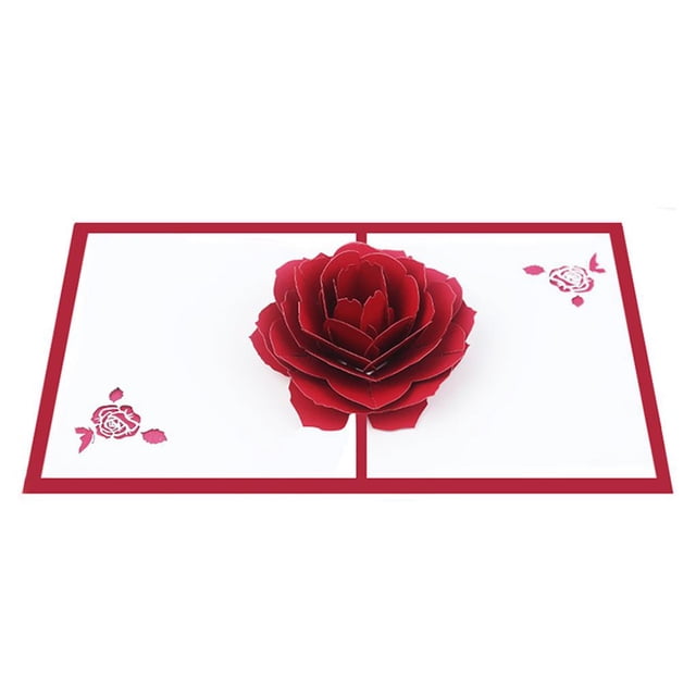 Cateissary Tarjetas emergentes 3D Tarjeta de felicitación estéreo Forma de rosa roja Tarjeta de cumpleaños Invitación de boda Tarjeta de bendición Kits de decoración para fiestas Numero 3 Cateissary HA025165-03