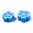 thumbnail image 3 of 50 pc Handmade Polymer Clay Beads Flower Dodger Blue 7~10x7~11x3~5mm Hole: 1.6mm, 3 of 3