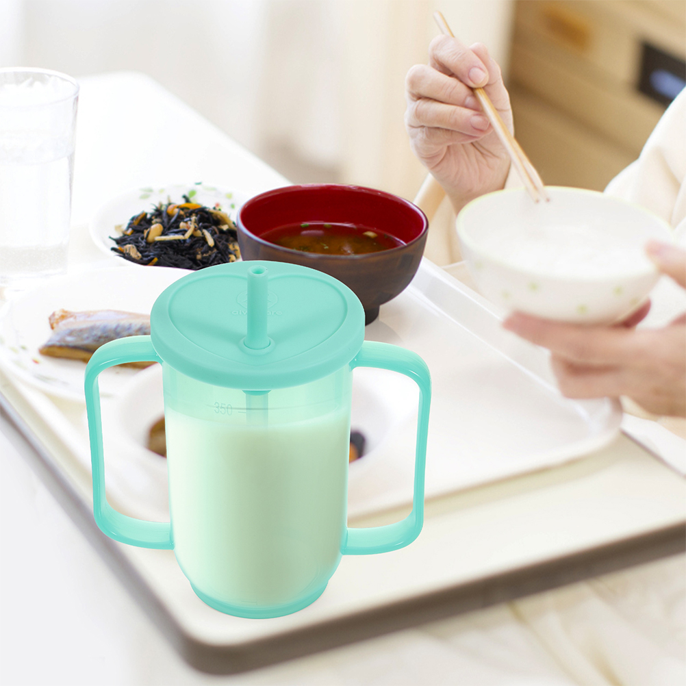 FOMIYES 2-Pack Spill-Proof Drinking Cups with Lids and Straws for Adults and Seniors, Ergonomic Design, Easy to Use and Clean