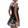thumbnail image 4 of Pisexur Robes d'Été Grande Taille pour Femmes Décontractées à Col Rond Sans Manches à Imprimé Floral Robe Courte Robes d'Été de Plage Robes d'Été, 4 of 6