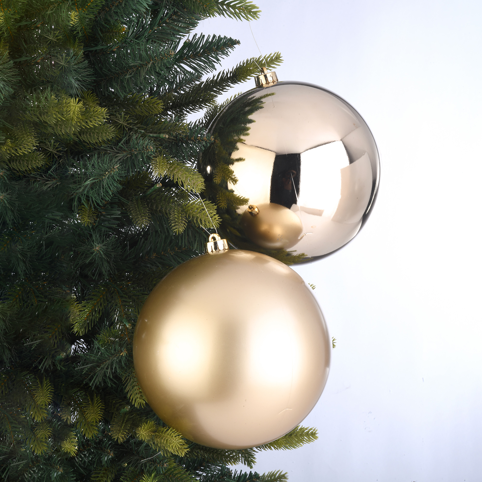 2-Count Champagne Gold Jumbo Shatterproof Christmas Ornaments, 7.8 in, by Holiday Time