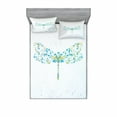 thumbnail image 2 of Ambesonne Animal Fitted Sheet & Pillow Sham Set, Dragonfly with Dots, Twinxl, Blue Green, 2 of 3