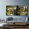thumbnail image 2 of IDEA4WALL Framed Wall Art Print Set Green Forest & River with Farm Cottage Nature Wilderness Photography Realism Rustic Scenic Colorful Ultra for Living Room, Bedroom, Office - 16"x24"x3 Black, 2 of 4