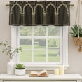 thumbnail image 2 of Boho Archway Curtain Valances for Windows, Kitchen Valance Window Treatments Panel 2 Pack, Black Traditional Ethnic Symmetrical Floral Rod Pocket Short Curtains for Bathroom Bedroom 54 x 18 Inch, 2 of 8