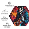 thumbnail image 3 of Pofeuu Rock Skull Singer Print Coasters for Drinks, 4Pack PU Leather Coasters, Bar Drink Coasters for Tabletop Protection, Furniture from Damage-Hexagon, 3 of 6