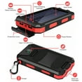 thumbnail image 3 of BAOKALER 30000mAh Solar Charger for Cell Phone iPhone, Portable Solar Power Bank with Dual 5V USB Ports, 2 Led Light Flashlight, Compass Battery Pack for Outdoor Camping Hiking(Red), 3 of 11