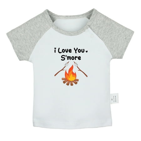 

I Love You S more Bonfire Marshmallows Funny T shirt For Baby Newborn Babies T-shirts Infant Tops 0-24M Kids Graphic Tees Clothing (Short Gray Raglan T-shirt 0-6 Months)