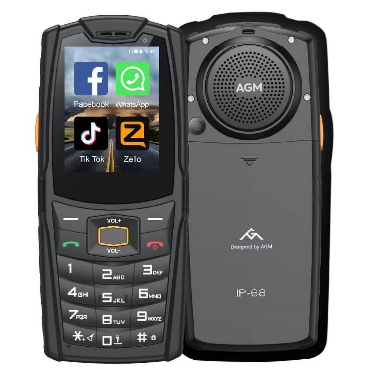 AGM M7 Cell Phone Unlocked Rugged Phone IP68 Waterproof Outdoor Phone, 2500mAh Battery 4G for Seniors Dual SIM Biggest Speaker 2.4" Touch Screen 1GB+8GB Facebook/Skype/TikTok