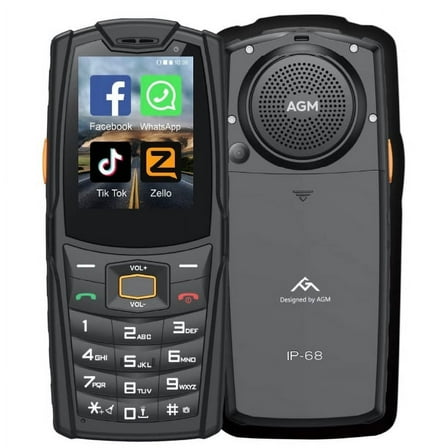 AGM M7 Cell Phone Unlocked Rugged Phone IP68 Waterproof Outdoor Phone, 2500mAh Battery 4G for Seniors Dual SIM Biggest Speaker 2.4" Touch Screen 1GB 8GB Facebook/Skype/TikTok