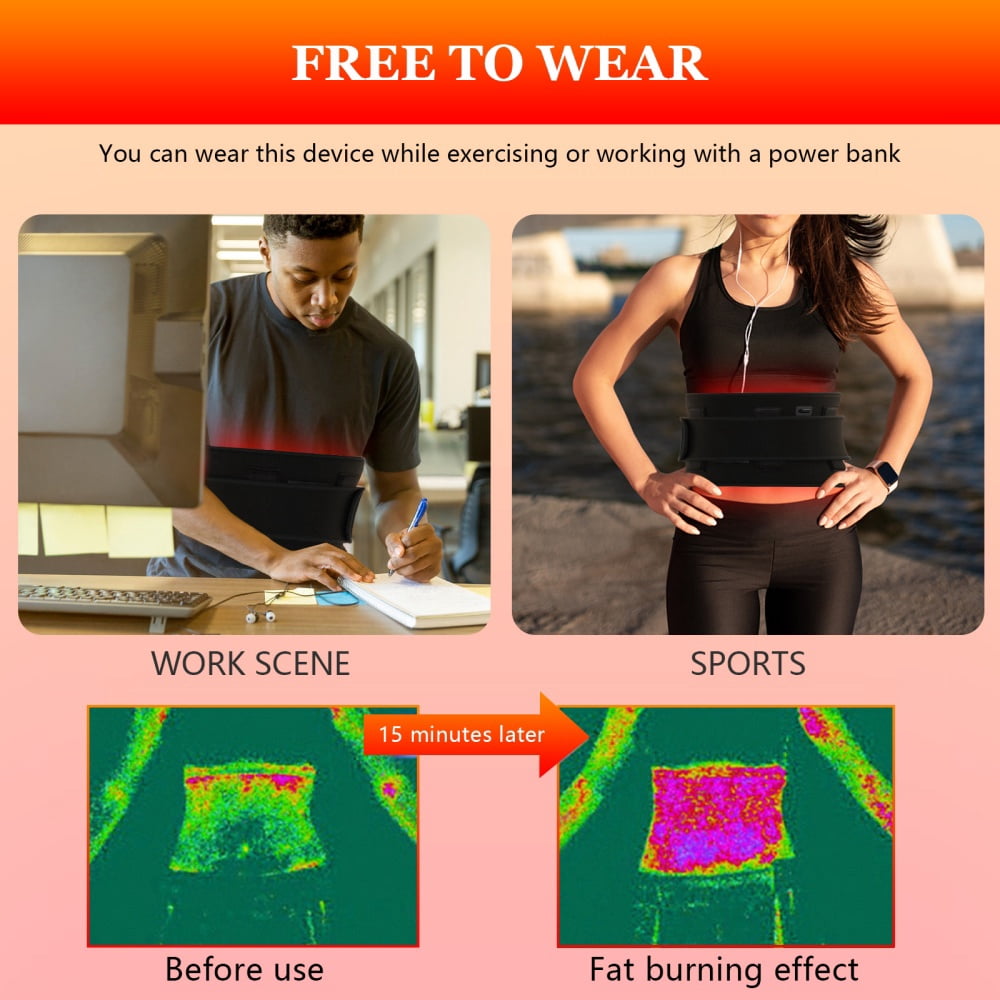 LaseLocks Red Light Adjustable Massage Belt with 128 LED Beads（880nm+830nm+660nm） - Multi-Purpose for Waist, Back, Legs, Shoulders - USB Powered