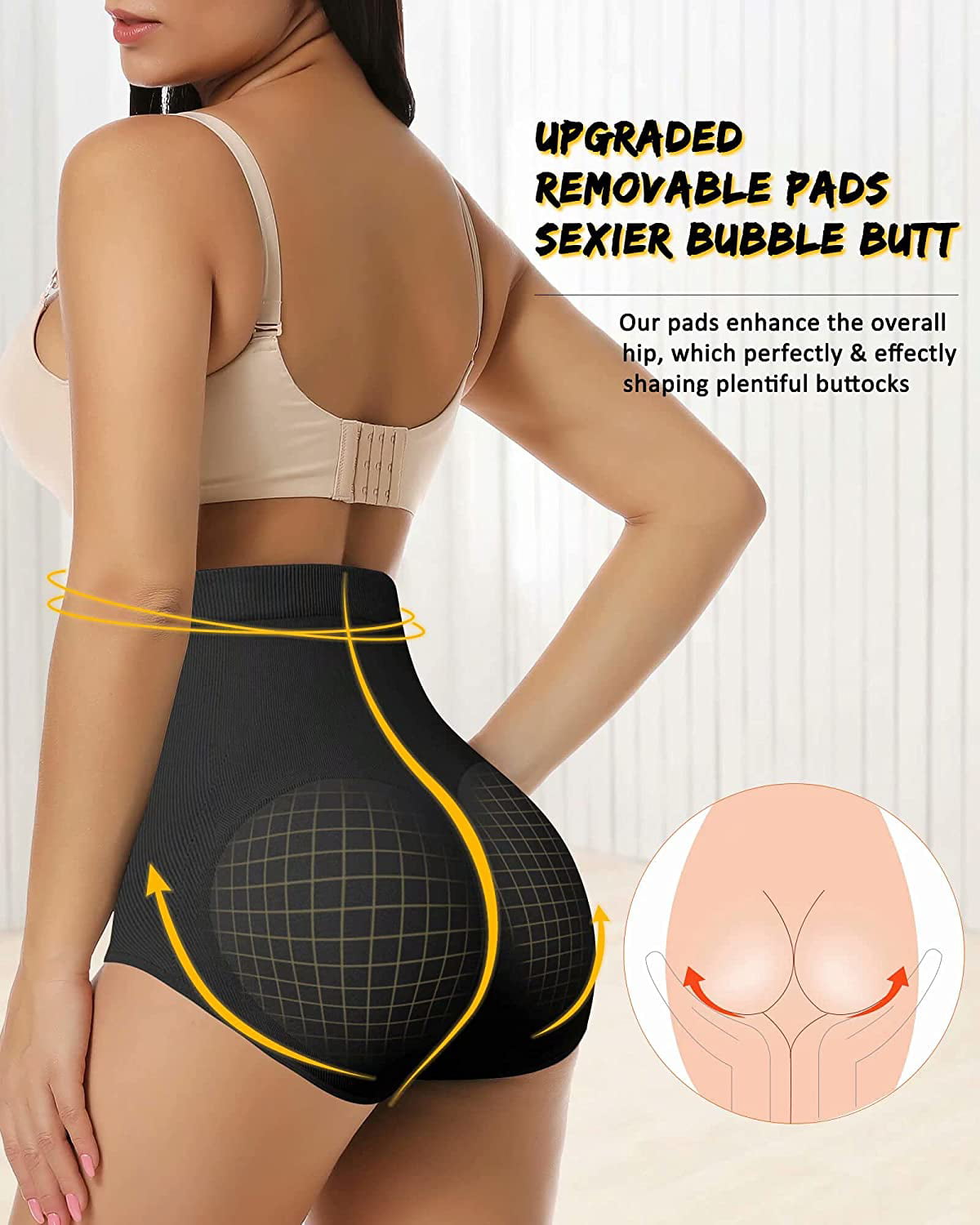 Orchip Women Pads Underwear Butt Lifter Padded Panties Low Waist Hip  Enhancer Basic Shapewear