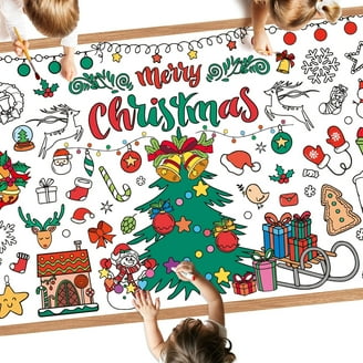 3 Pack Christmas Coloring Tablecloth - 53.9x107.9 Inch Giant Paper Table Cloth With Santa, Snowman, Elk For Kids Party, Classroom Activities