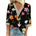 thumbnail image 2 of Hauts pour Femmes 2023 Blouses Basiques T-Shirts Mignons d'Été Décontractés Imprimé Léopard Col en V, 2 of 5