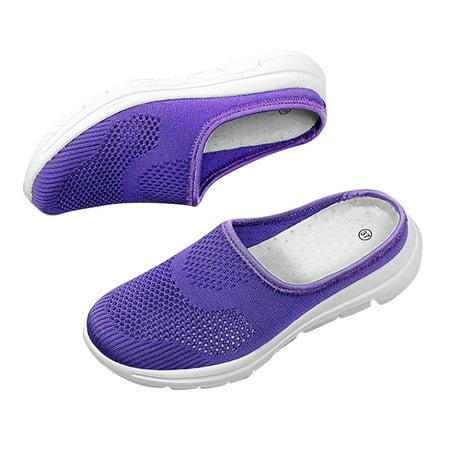 

Women Outdoor Hollow Walking Shoes Lightweight Beach Shoes Breathable Soft Beach Sandals Mesh Mules Sneaker for lady Outdoor Slippers Purple 7