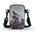 thumbnail image 2 of HELLHERO Double Layer Crossbody Small Crossbody Bags, Vintage Polyester for Travel, Outdoor and Daily Use Crow Roses Bird, 2 of 7