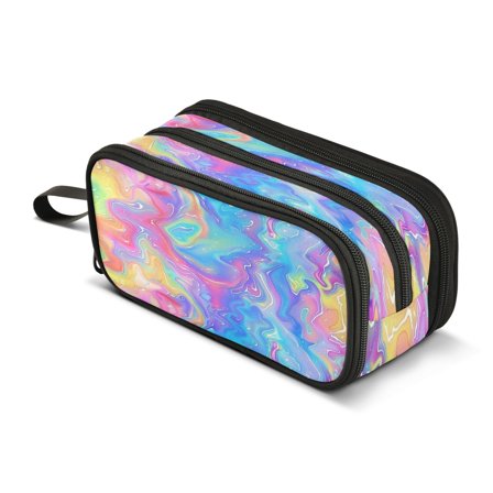 ALAZA Swirl Texture Pencil Case Bag 3 Compartment Pen Pouch Large Storage Holder Box Organizer